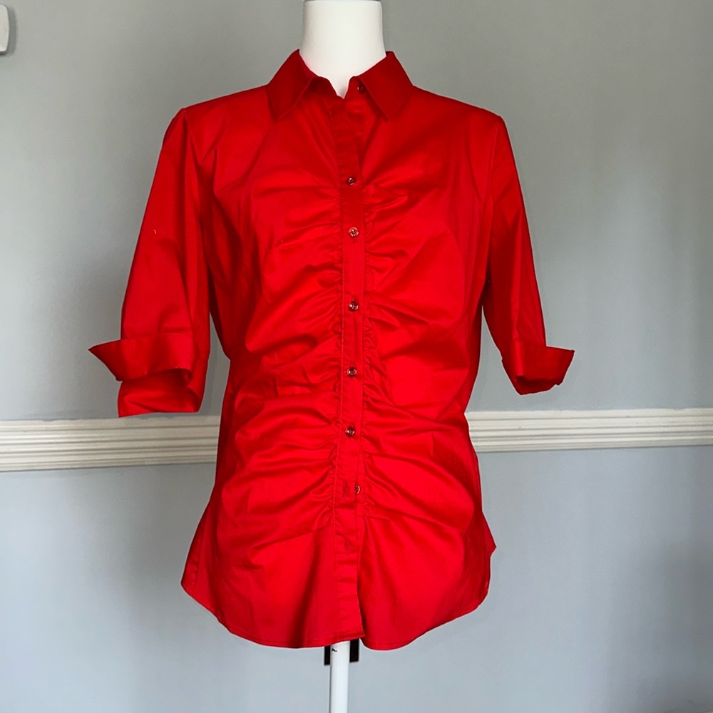 7th Avenue New York & co. Bright red short sleeve dress shirt
